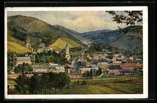 Künstler-AK Aspang /N.-Öst., Idyllische Ortsansicht