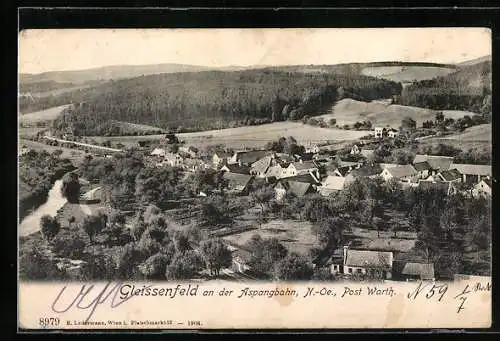 AK Gleissenfeld an der Aspangbahn /N.-Oe., Ortsansicht aus der Vogelschau
