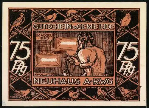 Notgeld Neuhaus a. Rennweg, 75 Pfennig, Im Vogelherd und am Vogelherd 1850