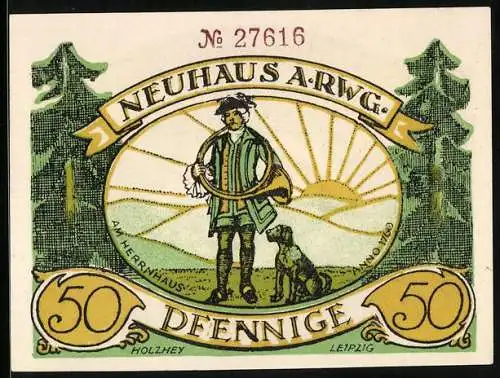 Notgeld Neuhaus a. Rwg., 50 Pfennig, Am Herrnhaus Anno 1760