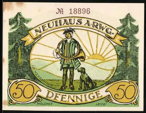 Notgeld Neuhaus a. Rwg., 50 Pfennig, Am Herrnhaus Anno 1760