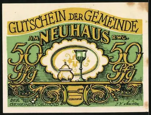 Notgeld Neuhaus a. Rwg., 50 Pfennig, Am Herrnhaus Anno 1760