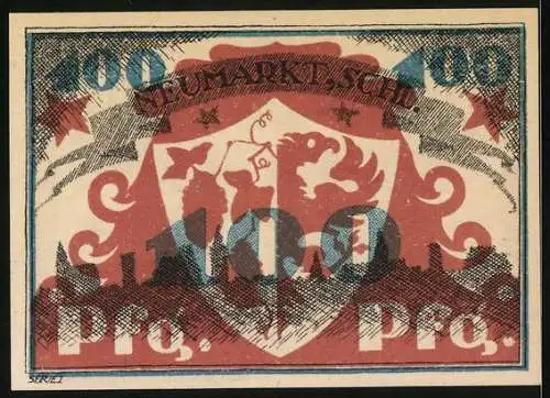 Notgeld Neumarkt in Schlesien 1921, 100 Pfennig, Wappen mit Weinreben