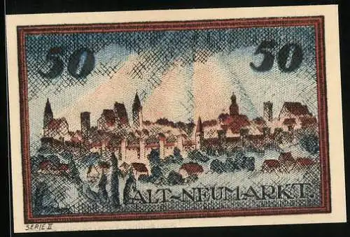 Notgeld Neumarkt in Schlesien 1921, 50 Pfennig, Blick auf die Altstadt