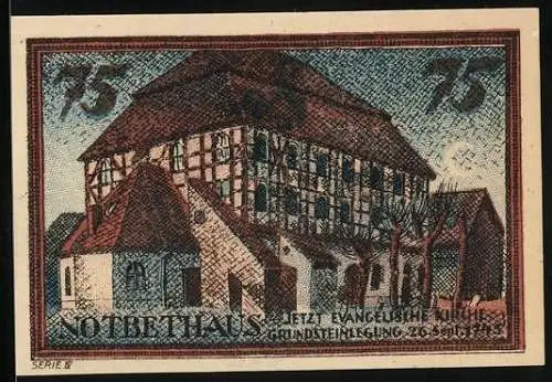 Notgeld Neumarkt in Schlesien 1921, 75 Pfennig, Ehemaliges Notbethaus
