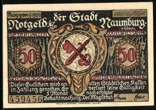 Notgeld Naumburg a. Saale 1920, 50 Pfennig, Als sie nun vor Naumburg lagen kam darein ein grosses Klagen