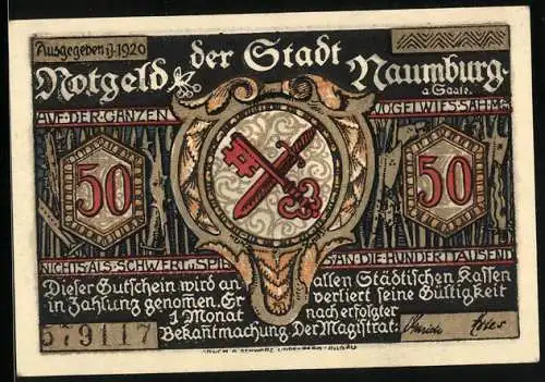 Notgeld Naumburg a. Saale 1920, 50 Pfennig, Zog darauf sein langes Schwert