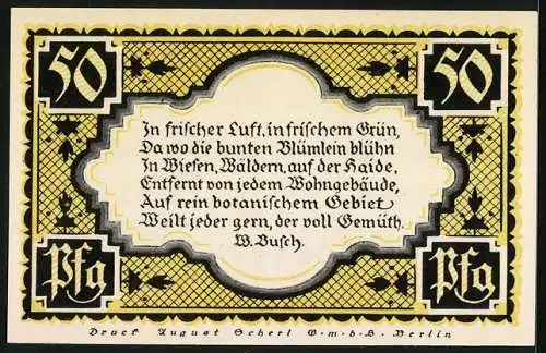 Notgeld Stolzenau 1921, 50 Pfennig, Blick auf die Wesermarsch
