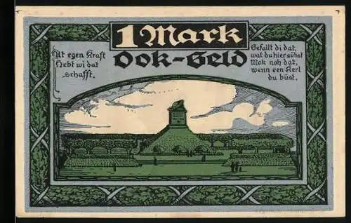 Notgeld Stellingen-Langenfelde, 1 Mark, Errichtung der Gefallenen-Ehrenstätte