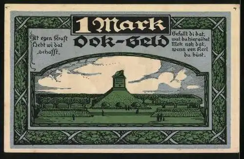 Notgeld Stellingen-Langenfelde, 1 Mark, Mann an einem Grab, Denkmal