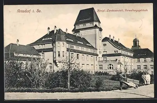 AK Arnsdorf / Sachsen, Königl.Landesanstalt, Verwaltungsgebäude