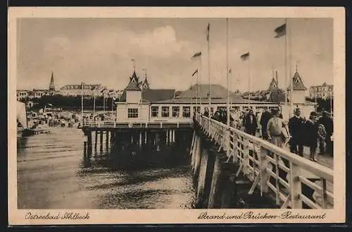 AK Ahlbeck / Seebad, Strand und Brücken-Restaurant