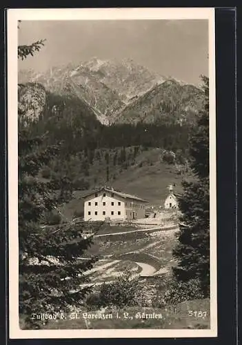 AK St. Lorenzen im Lesachtal, Tuffbad mit Bergpanorama