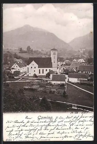 AK Gaming /N.-Ö., Totalansicht mit Kirche