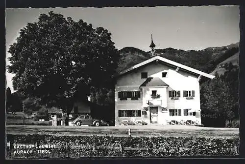 AK Aurach /Tirol, Gasthof Auwirt, VW-Käfer