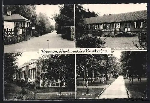 AK Bevensen / Uelzen, Hamburgisches Krankenhaus mit Eingang, Park & Schwesternhaus