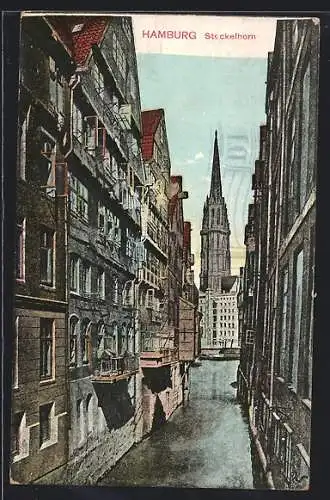AK Hamburg, Steckelhorn, Wohnhäuser am Fleet