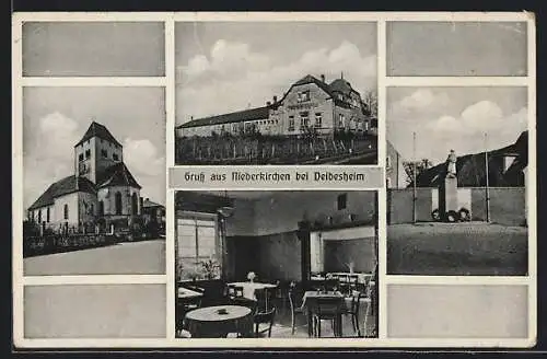 AK Niederkirchen / Deidesheim, Gasthaus Winzerverein, Kriegerdenkmal