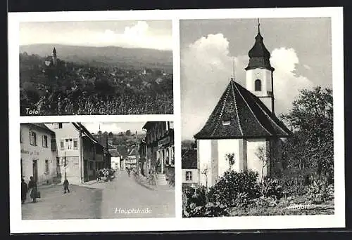 AK Altdorf / Ettenheim, Kirche, Hauptstrasse, Totalansicht