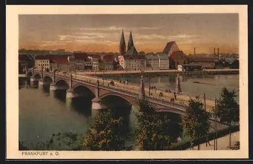 AK Frankfurt, Teilansicht mit Brücke