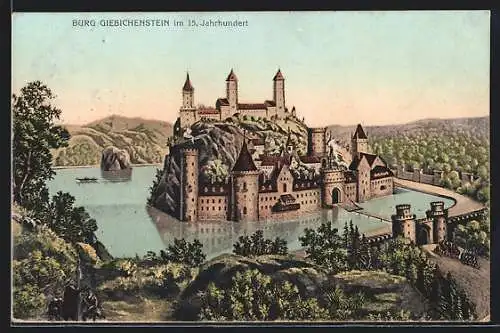 AK Halle / Saale, Burg Giebichenstein im 15. Jahrhundert