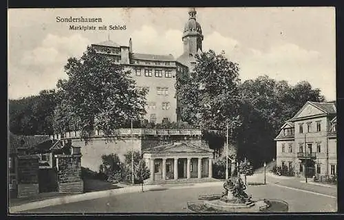 AK Sondershausen / Thüringen, Marktplatz mit Schloss