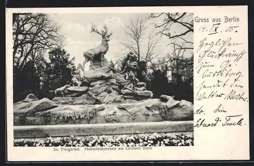 AK Berlin, im Tiergarten, Hubertusbrunnen am Grossen Stern