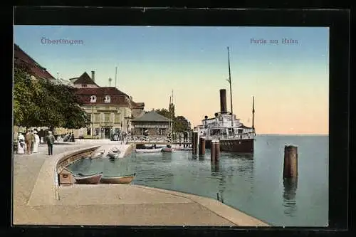 AK Überlingen / Bodensee, Partie am Hafen