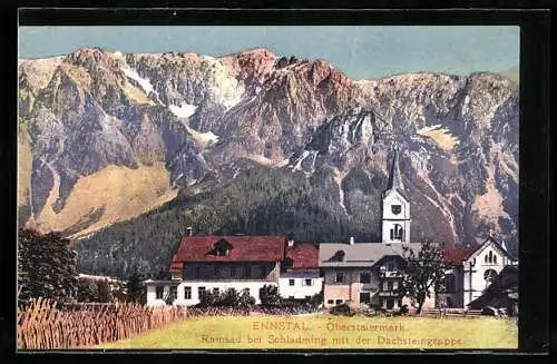 AK Ramsau / Ennstal, Teilansicht mit der Dachsteingruppe