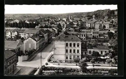 AK Amstetten, Ortsansicht mit Strassenblick aus der Vogelschau