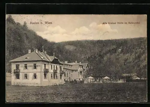 AK Baden bei Wien, Helenental, Dietmann`s Hotel zur alten Kraninerhütte