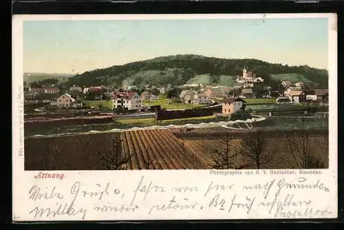 AK Attnang, Ortspartie mit Bergen