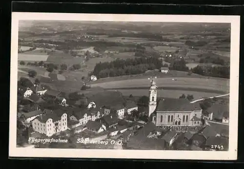 AK Schardenberg /O.-Ö., Teilansicht mit Kirche, Fliegeraufnahme