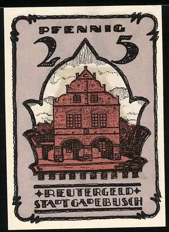 Notgeld Gadebusch, 25 Pfennig, Das Rathaus