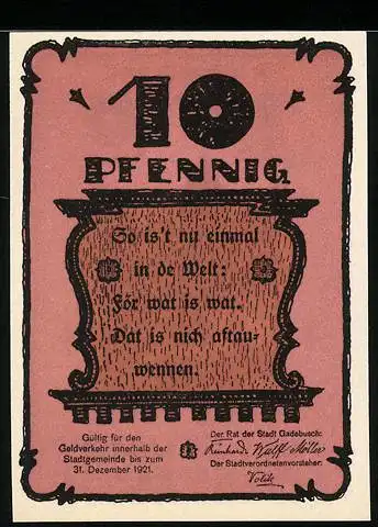 Notgeld Gadebusch, 10 Pfennig, Ortspartie