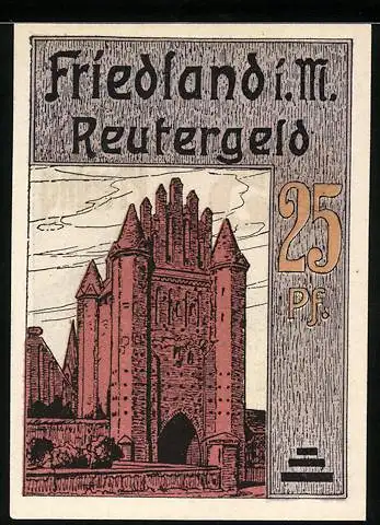 Notgeld Friedland i. M., 25 Pfennig, Das Rathaus