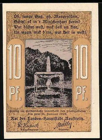 Notgeld Neustrelitz, 10 Pfennig, Die runde Kapelle