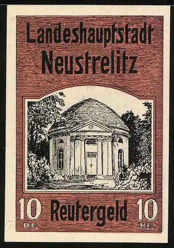 Notgeld Neustrelitz, 10 Pfennig, Die runde Kapelle