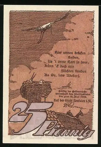 Notgeld Neukalen i. M., 25 Pfennig, Das Schloss
