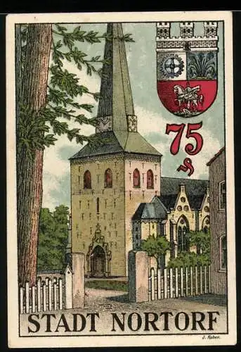 Notgeld Nortorf 1920, 75 Pfennig, Die Kirche