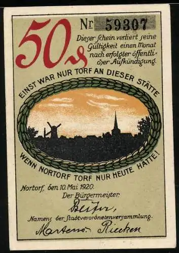 Notgeld Nortorf 1920, 50 Pfennig, Das Stadtwappen