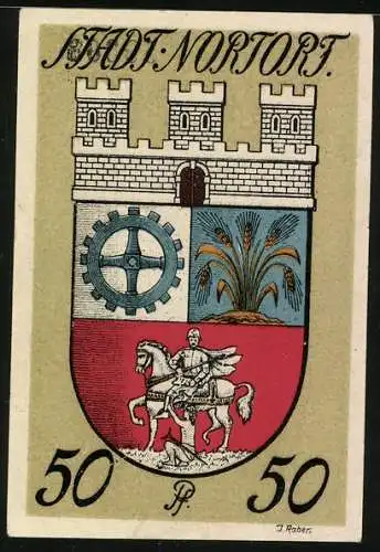 Notgeld Nortorf 1920, 50 Pfennig, Das Stadtwappen