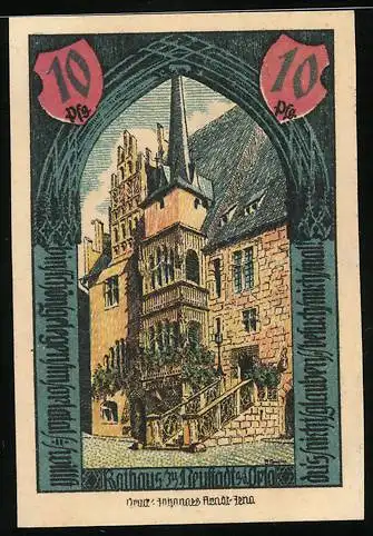 Notgeld Neustadt a. d. Orla 1921, 10 Pfennig, Das Rathaus