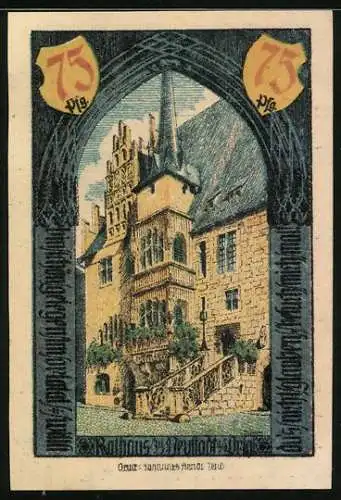 Notgeld Neustadt a. d. Orla 1921, 75 Pfennig, Das Rathaus