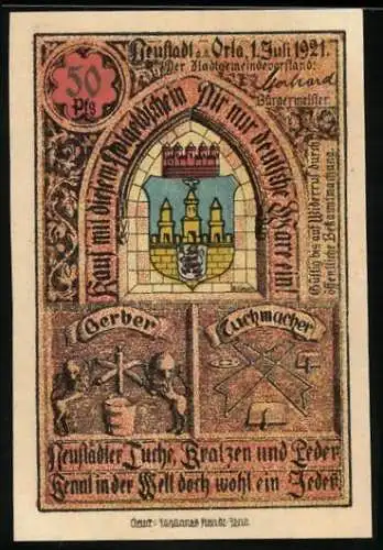 Notgeld Neustadt a. d. Orla 1921, 50 Pfennig, Das Rathaus