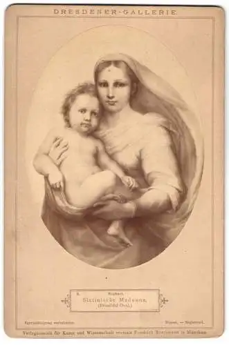 Fotografie Verlangsanstalt für Kunst und Wissenschaft, München, Gemälde: Sixtinische Madonna (Brustbild) nach Raphael