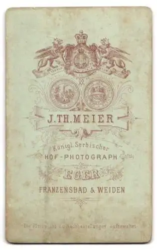 Fotografie J. Th. Meier, Eger, Beamter in Uniform mit Mustasch