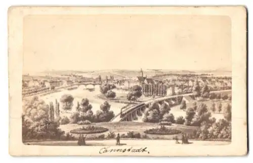Fotografie Eminger, Ansicht Cannstatt, Panorama mit Eisenbahnbrücke