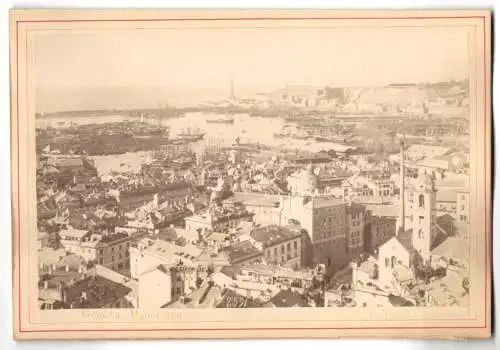 Fotografie A. Noack, Genova, Ansicht Genova - Genua, Panorama mit Hafen