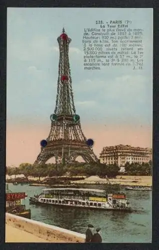 AK Paris, La Tour Eiffel, mit Glitzersteinen